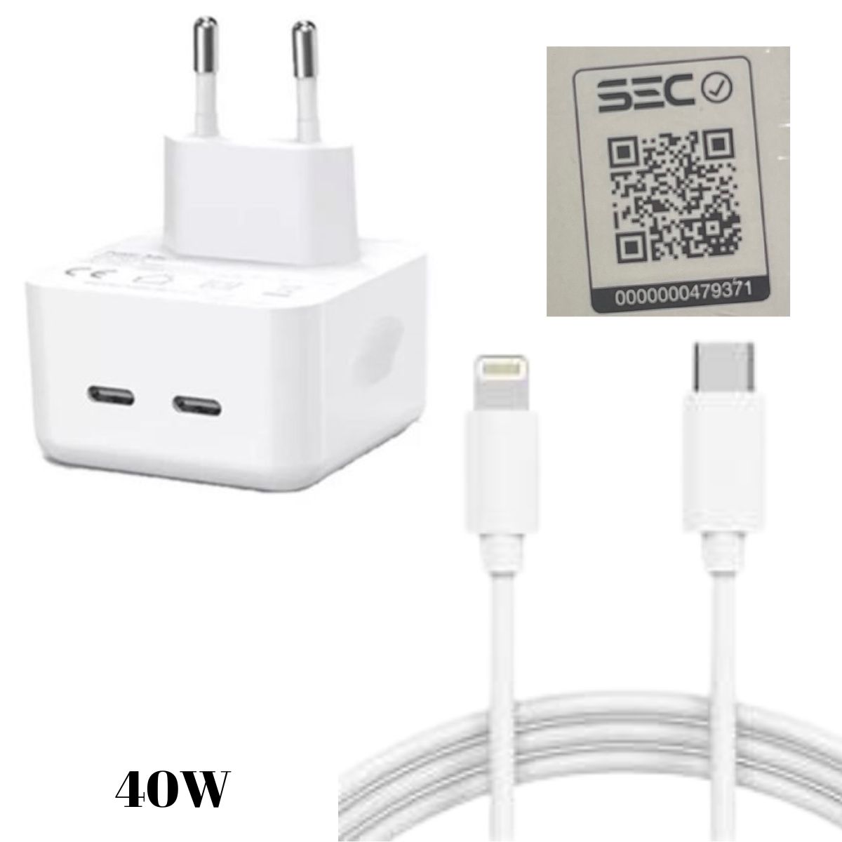 IRM - Cargador Carga Rapida para iphone IRM Certificado 40w