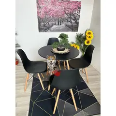 GENERICO - Comedor Eames Classic (Mesa 100DMelamina + 4 Sillas Eames NEGRO)