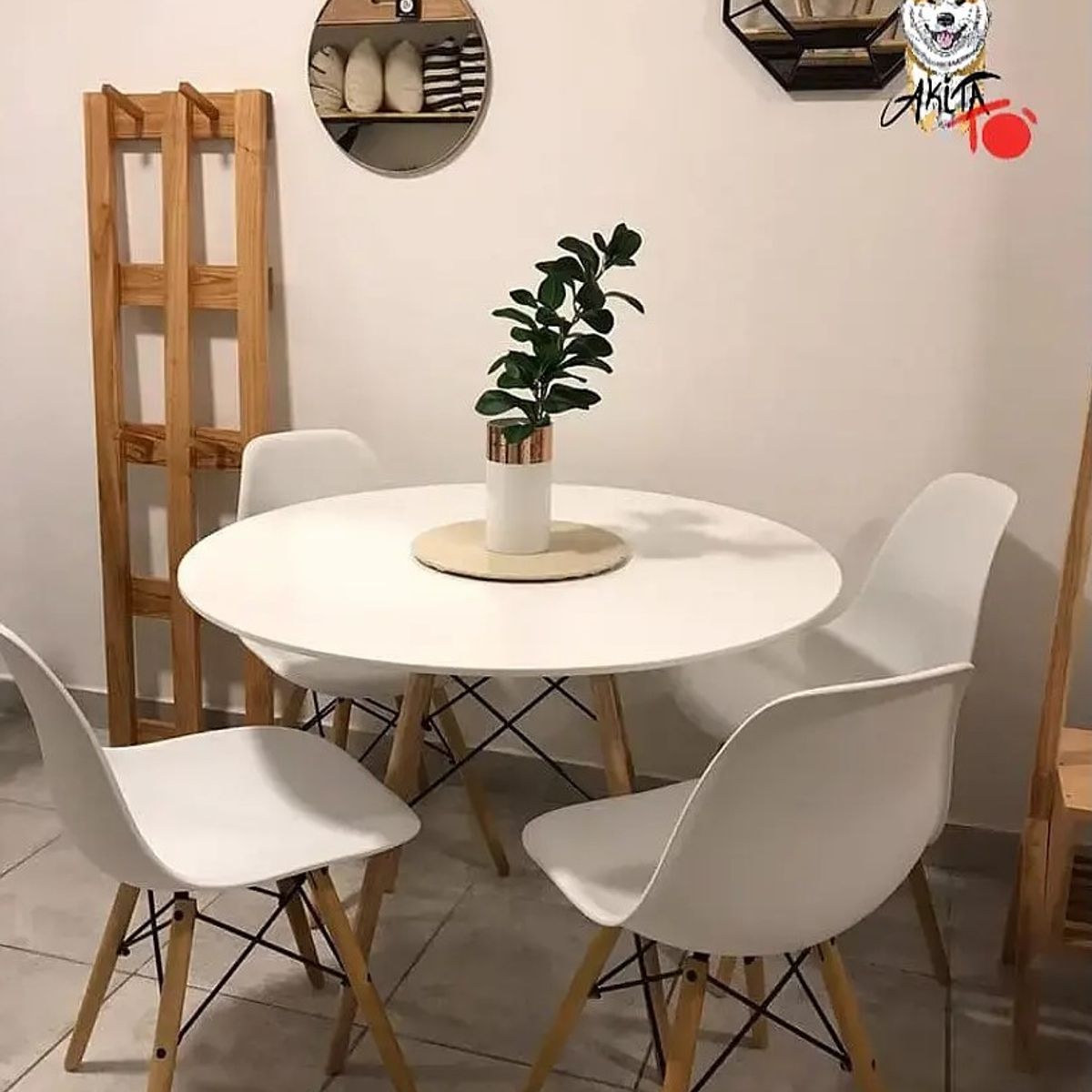 GENERICO - Comedor Eames Classic  (Mesa 100DMelamina + 4 Sillas Eames BLANCO)