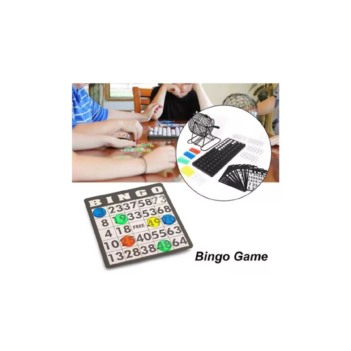 GENERICO - Set De Bingo Lota Completo Incluye Tombola Fichas Pelotas