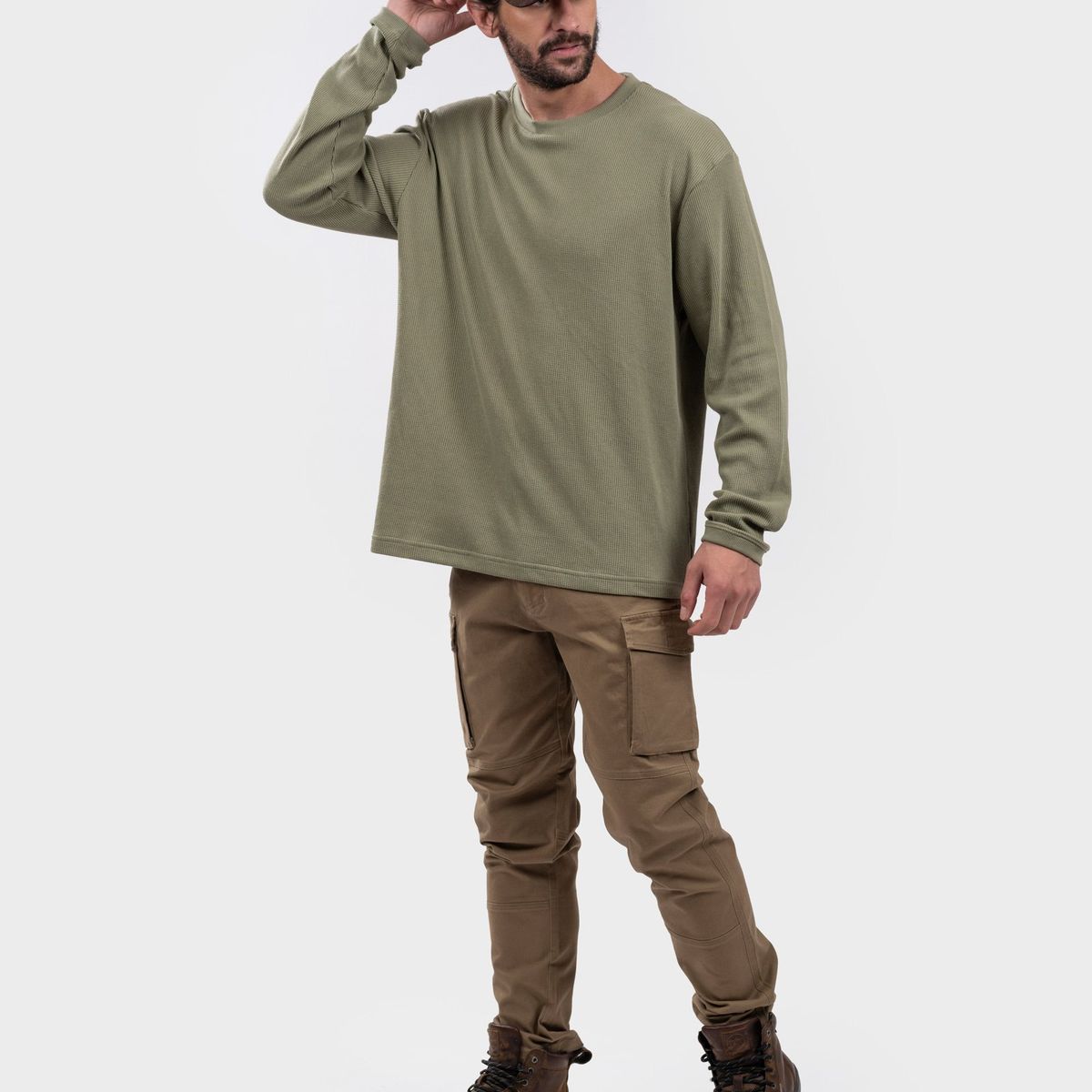 GNOMO - Polera Ural Waffle Manga Larga Hombre Gnomo