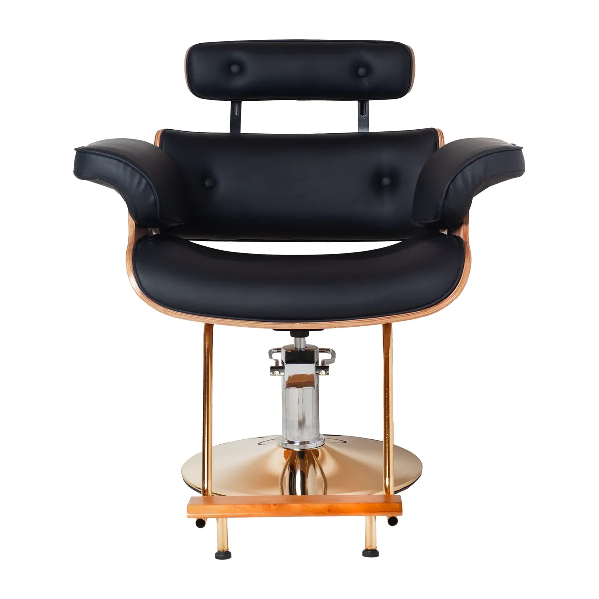 IMPOSALON - Silla de peluquería hidráulica negra con madera