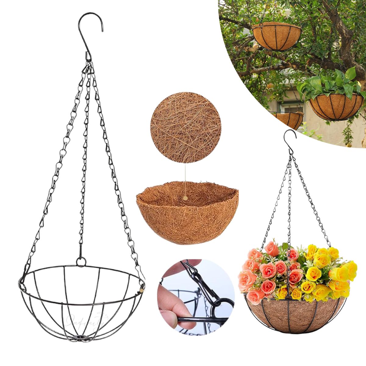 GENERICO - Macetero Colgante De Fibra De Coco Maceta De Plantas Pequeño