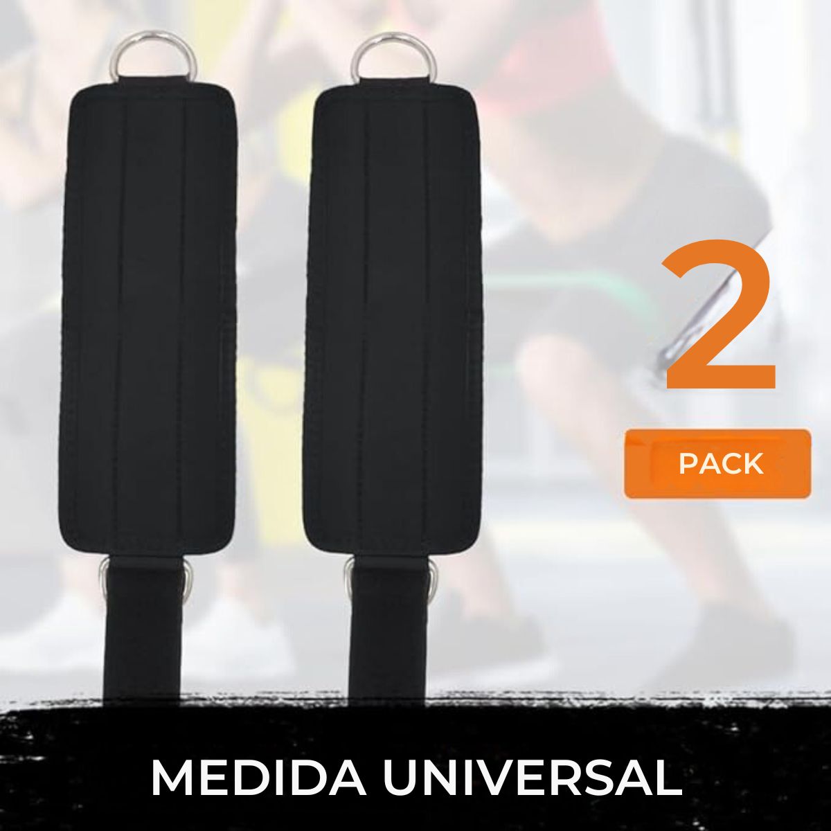 GENERICO - Par Tobilleras Para Polea Negra Enganche Gym Glúteos Vitafit