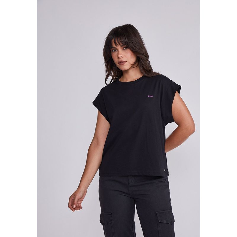 SIOUX - Polera Mujer Negro Corta Sin Mangas Sioux