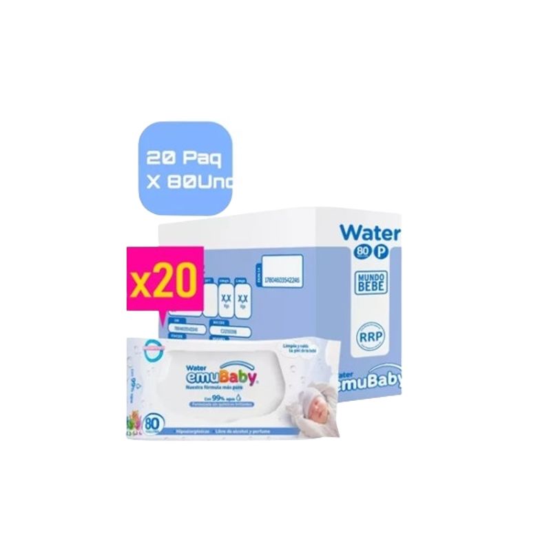 EMUBABY - Toallas Emubaby Water 20 Paquetes 80 Und