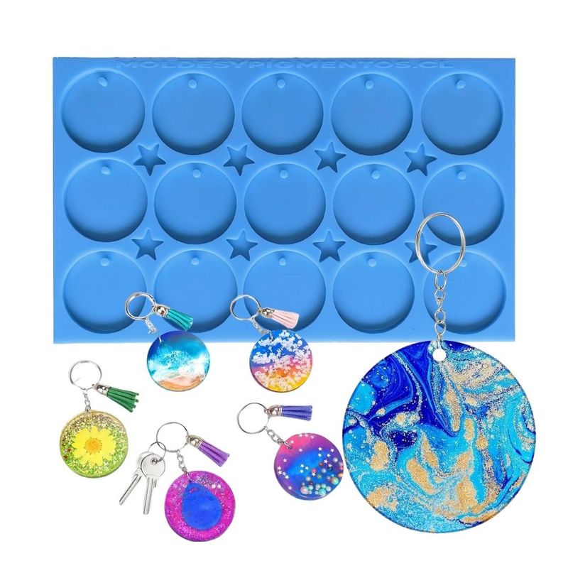 GENERICO - Molde Set 15 Placas Circulares 5cm Para Resina Epóxica