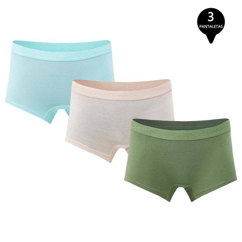 GIOVACCHINO - Pack de 3 Calzones Boxer Pantaleta bambú Mujer.