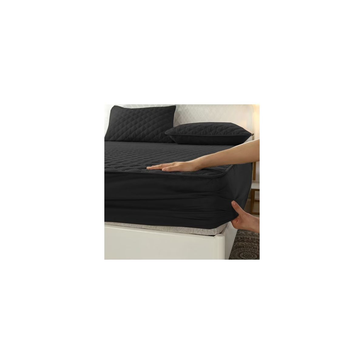 GENERICO - Cubre Colchon de 1 1/2 plazas IMPERMEABLE - Negro