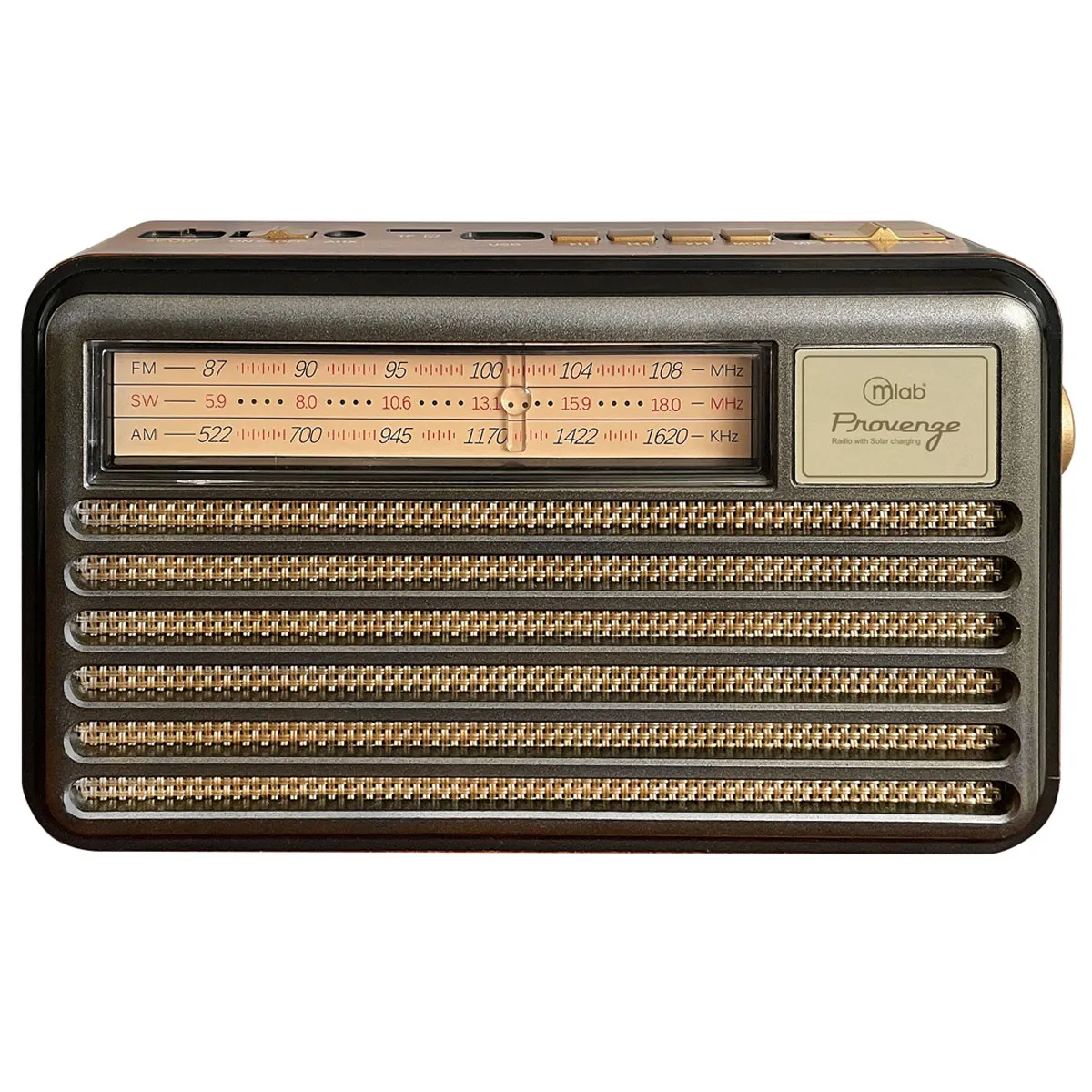 MICROLAB - Radio Portatil FM Recargable Bluetooth Panel Solar Provenze