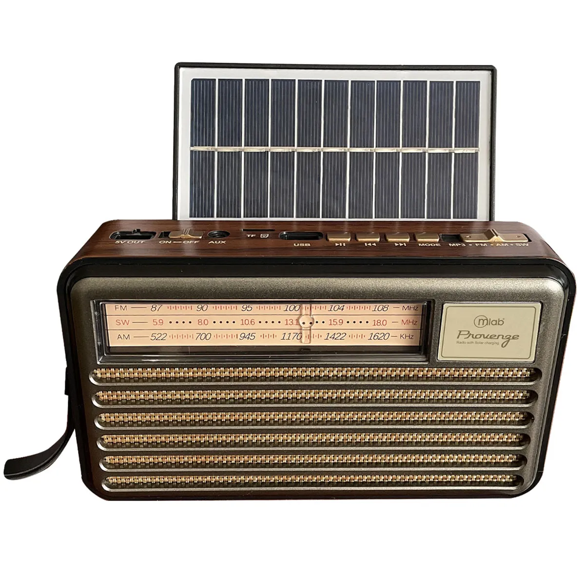 MICROLAB - Radio Portatil FM Recargable Bluetooth Panel Solar Provenze