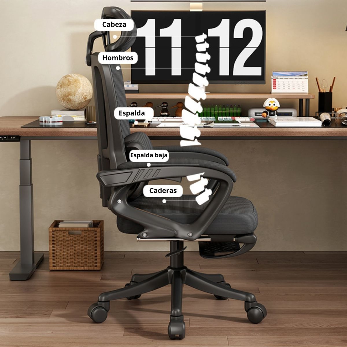 CRUSEC - Silla Escritorio Homework Ergonómica Reposo Lumbar Cintura