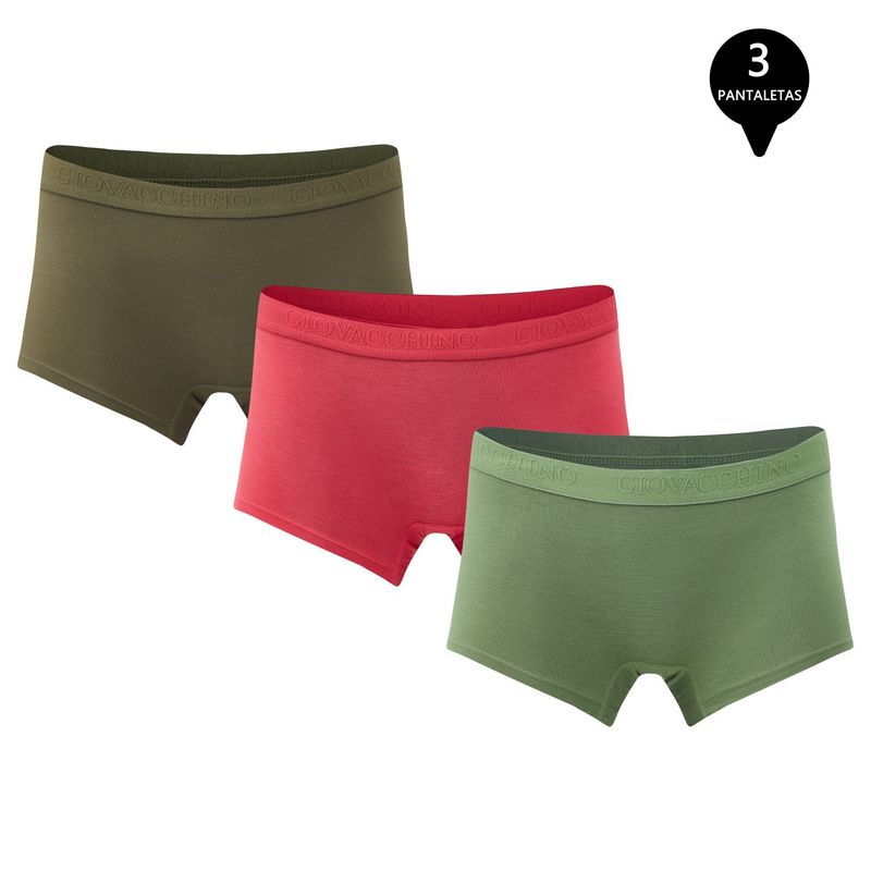 GIOVACCHINO - Pack de 3 Calzones Boxer Pantaleta bambú Mujer.
