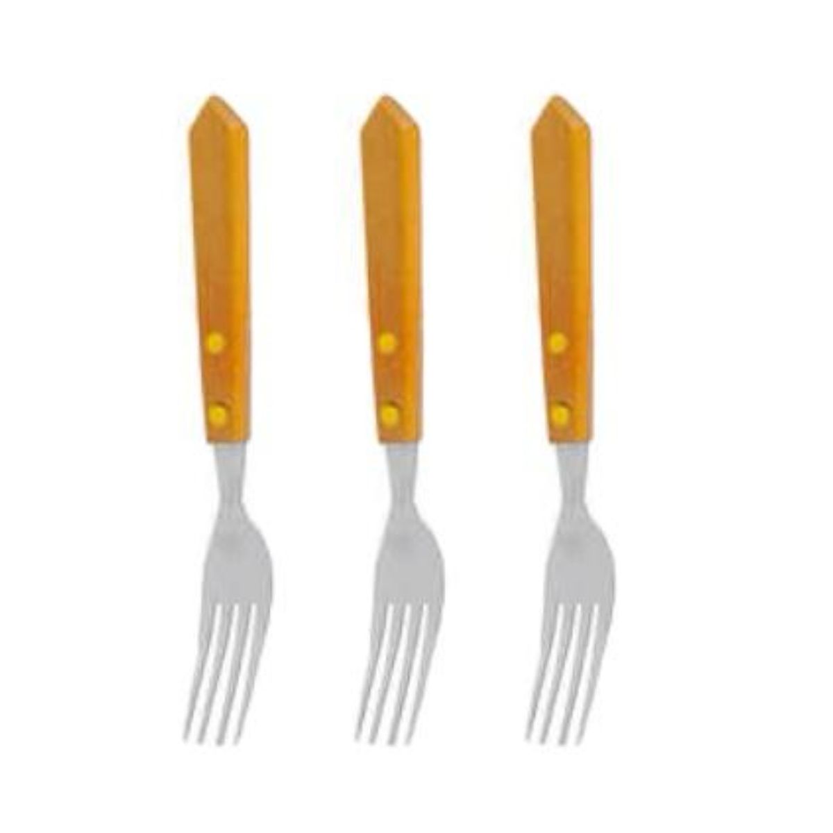 OEM - Set 3 Cubiertos Mango Madera 18cm