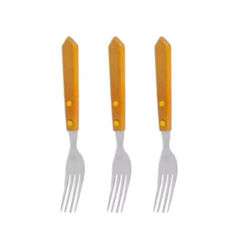 OEM - Set 3 Cubiertos Mango Madera 18cm