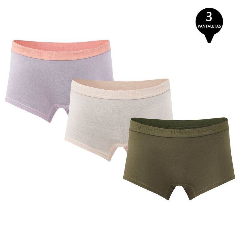 GIOVACCHINO - Pack de 3 Calzones Boxer Pantaleta bambú Mujer.