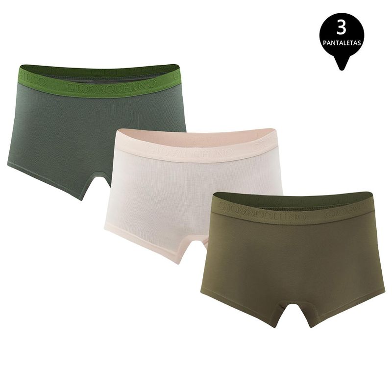GIOVACCHINO - Pack de 3 Calzones Boxer Pantaleta bambú Mujer.