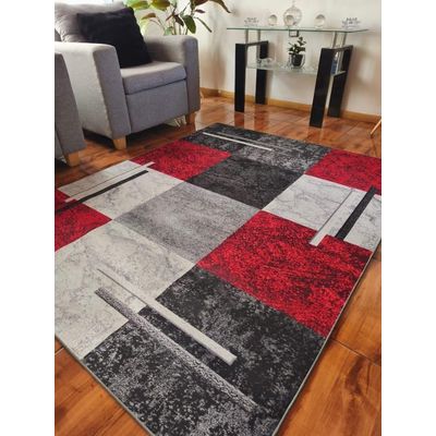 Imagen 2 del producto ALFOMBRA CON DISEÑO GEOMETRICO rojo intercalado 200X240 MARIA