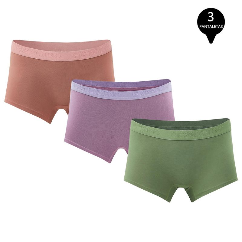 GIOVACCHINO - Pack de 3 Calzones Boxer Pantaleta bambú Mujer.
