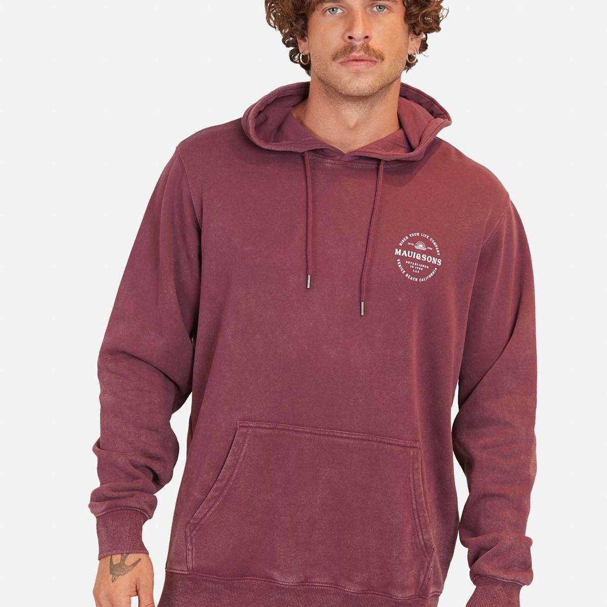 MAUI AND SONS - Poleron Established 1980 Hoodies Burdeo Maui And Sons