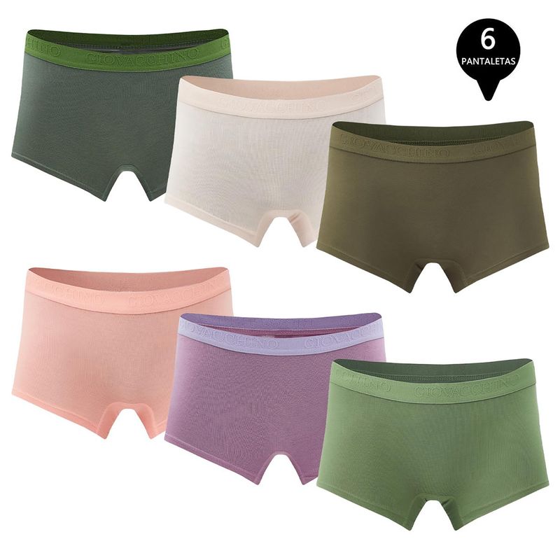 GIOVACCHINO - Pack de 6 Calzones Boxer Pantaleta bambú Mujer.