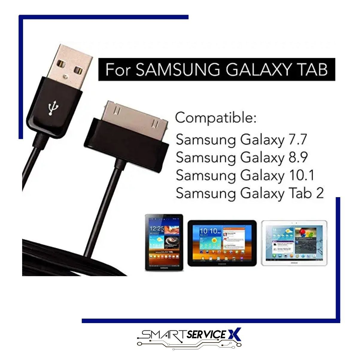 GENERICO - Cable Carga Datos USB para Samsung Galaxy Tab 10,1 "8,9"