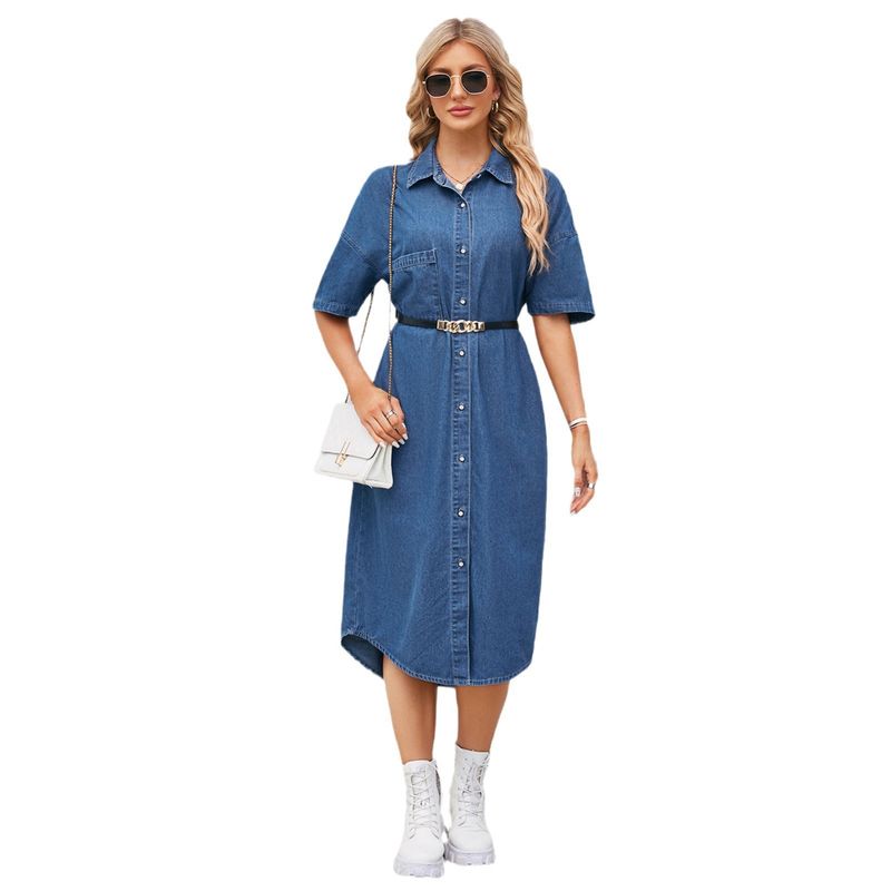 TIOZONEY - Vestido mezclilla con botones Mujer