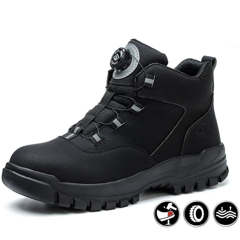 TIOZONEY - Zapatos de seguridad con botones giratorios hombre