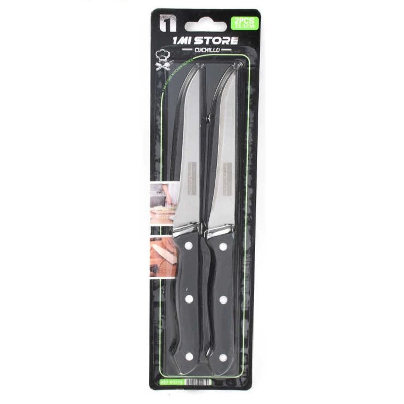 OEM - Set 4 Cuchillos De Acero Mango Acrílico Negro
