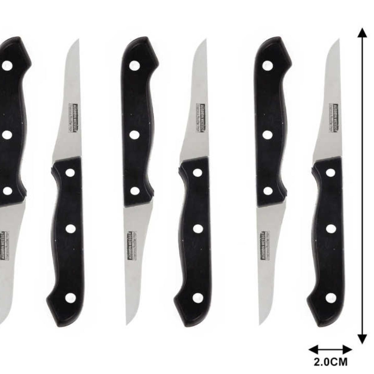 OEM - Set 6 Cuchillos De Acero Mango Acrílico Negro