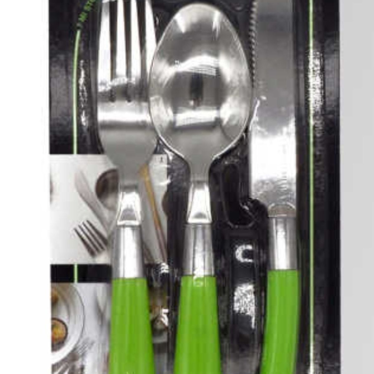 OEM - Set 3 Cubierto Cuchara y Cuchillo De Acero Mango Acrílico