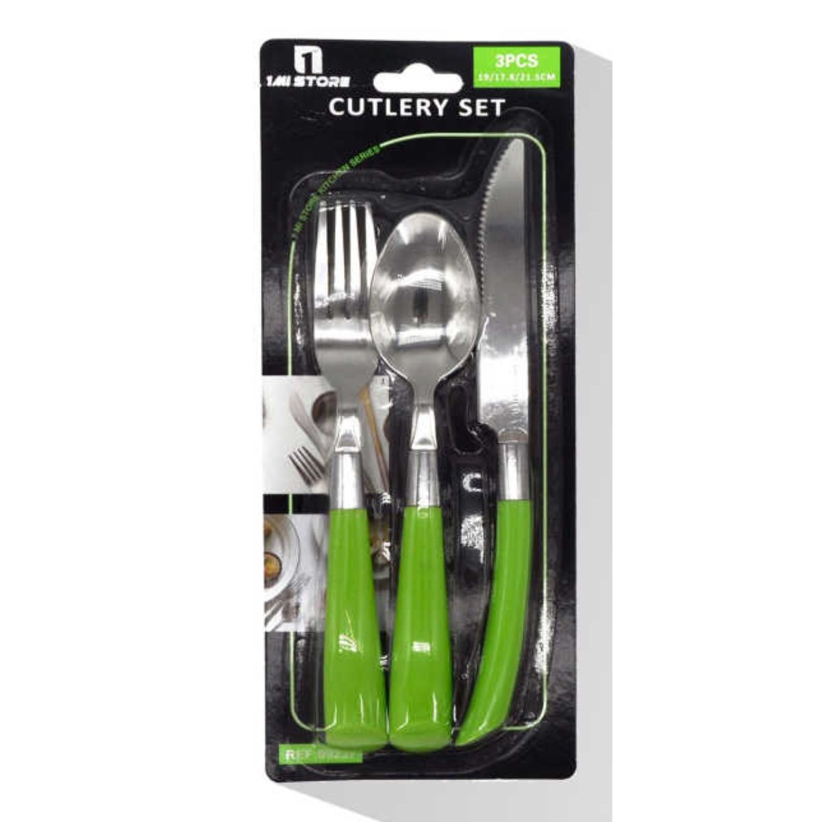 OEM - Set 3 Cubierto Cuchara y Cuchillo De Acero Mango Acrílico