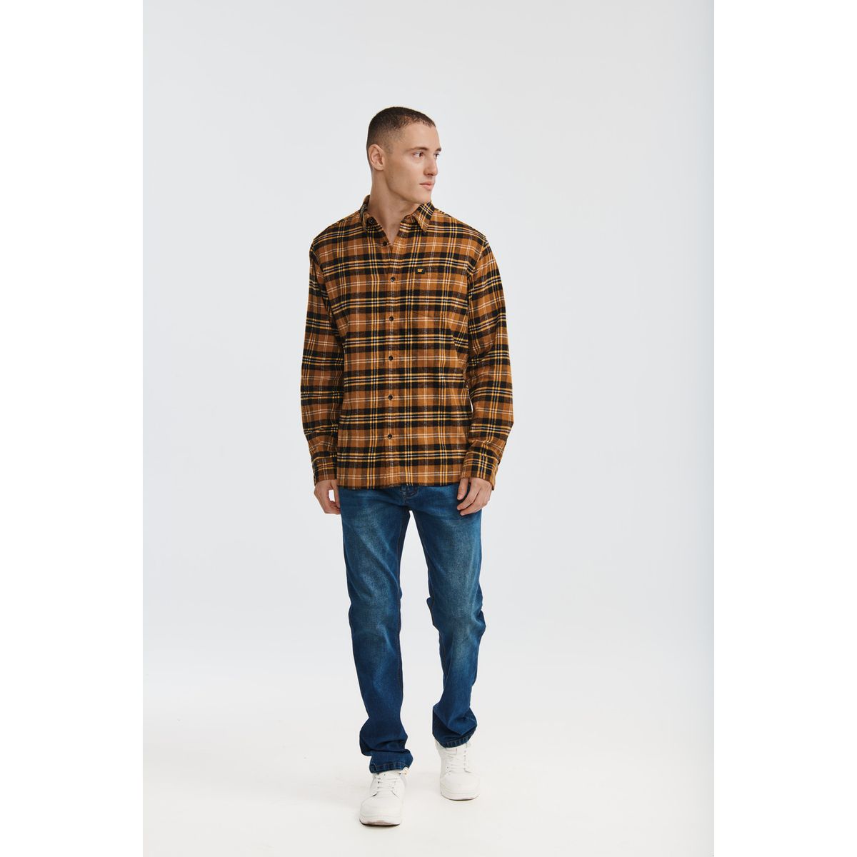 CAT - Camisa Manga Larga Hombre Foundation Flannel Café CAT