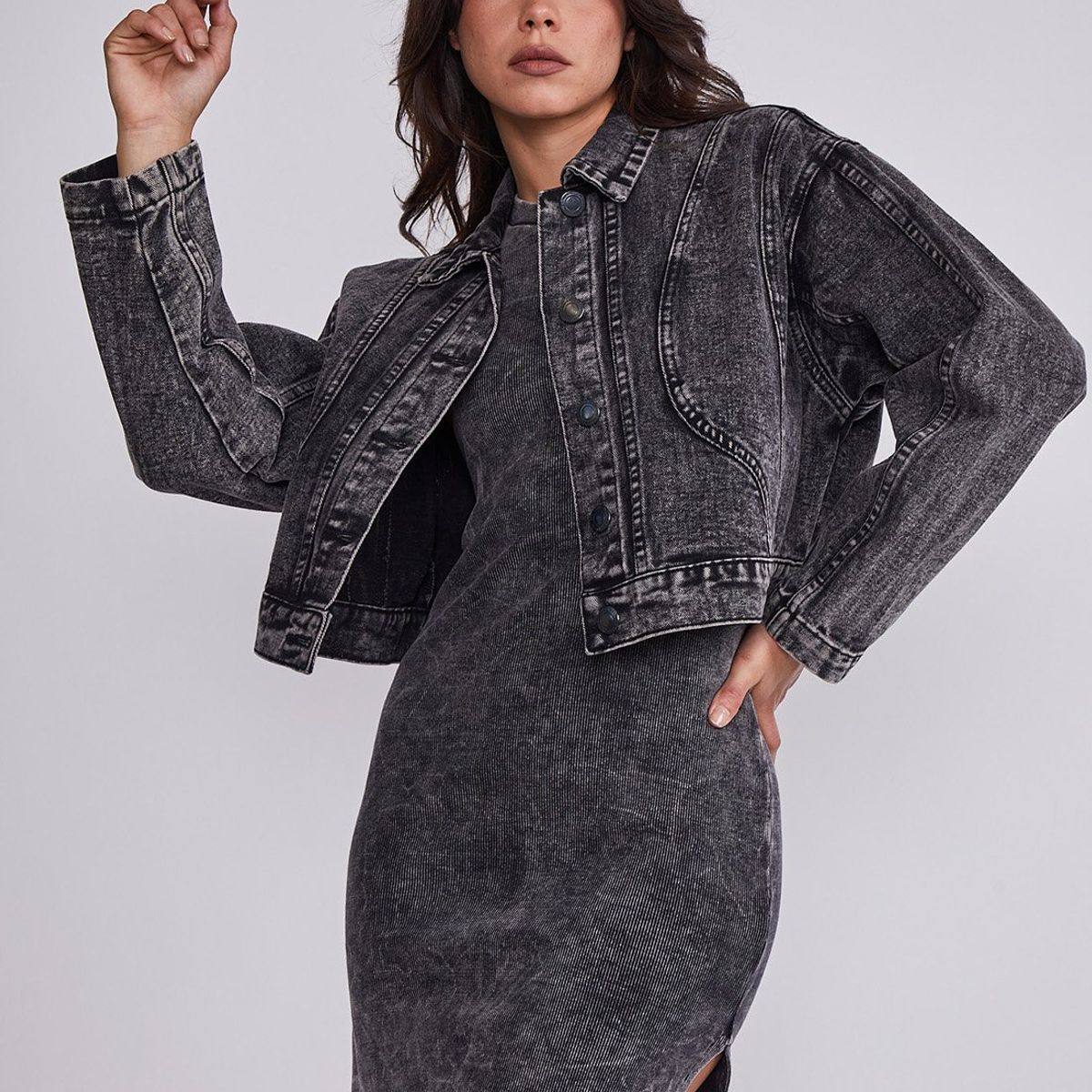 SIOUX - Chaqueta Mujer Negro Denim Lavada Sioux