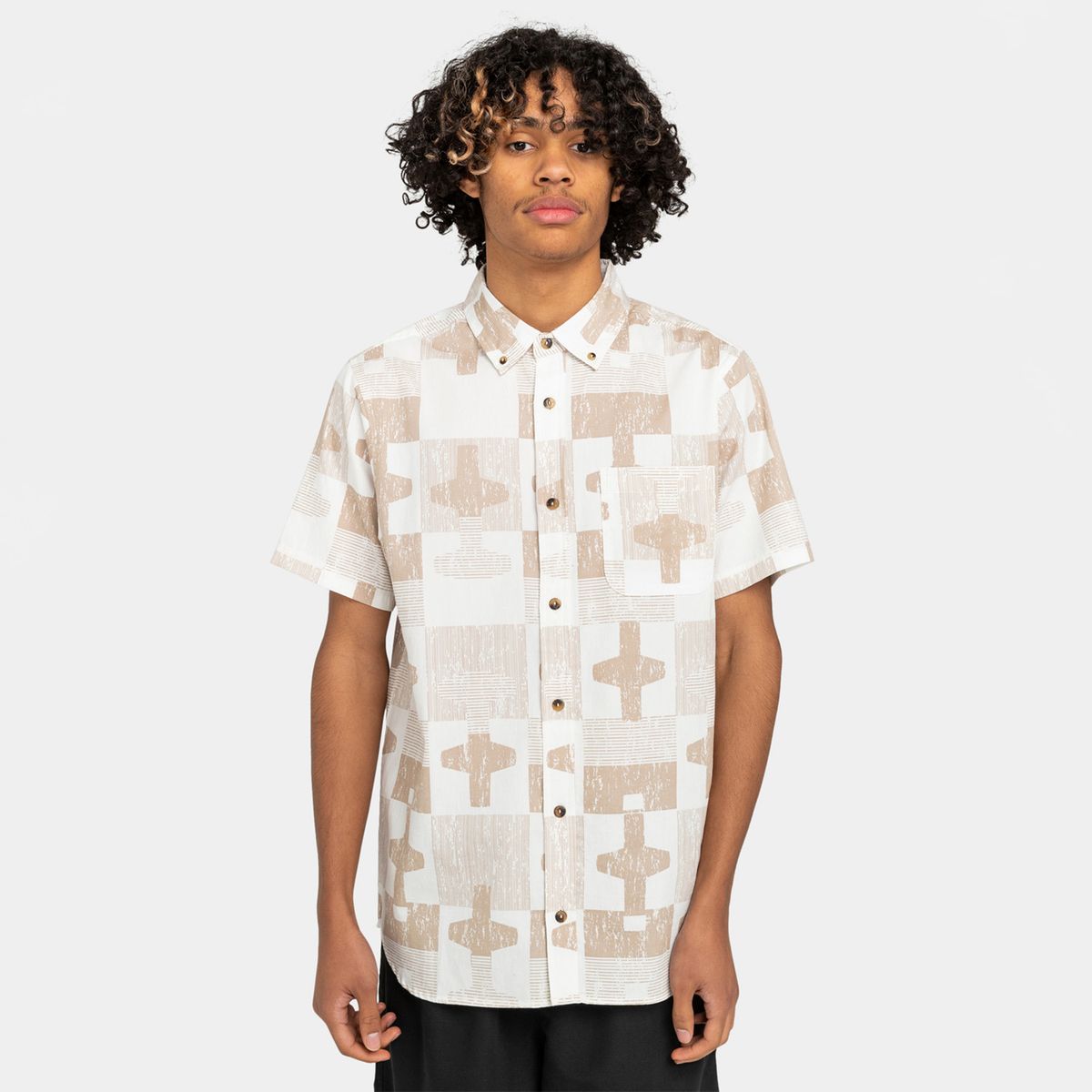ELEMENT - Camisa M/C Skyway Ss Wvtp Beige Hombre ELEMENT