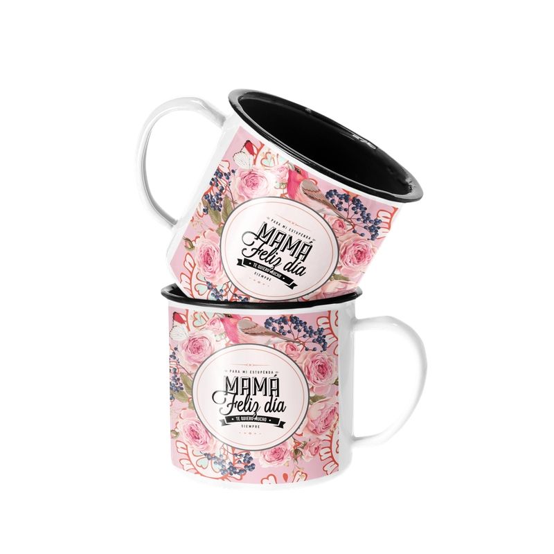 SM - Taza Enlozada Lechera Día de la Madre Floral Feliz Día Mamá SM