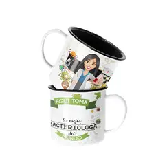 SM - Taza de Enlozado Lechera para la Bacterióloga Personalizado
