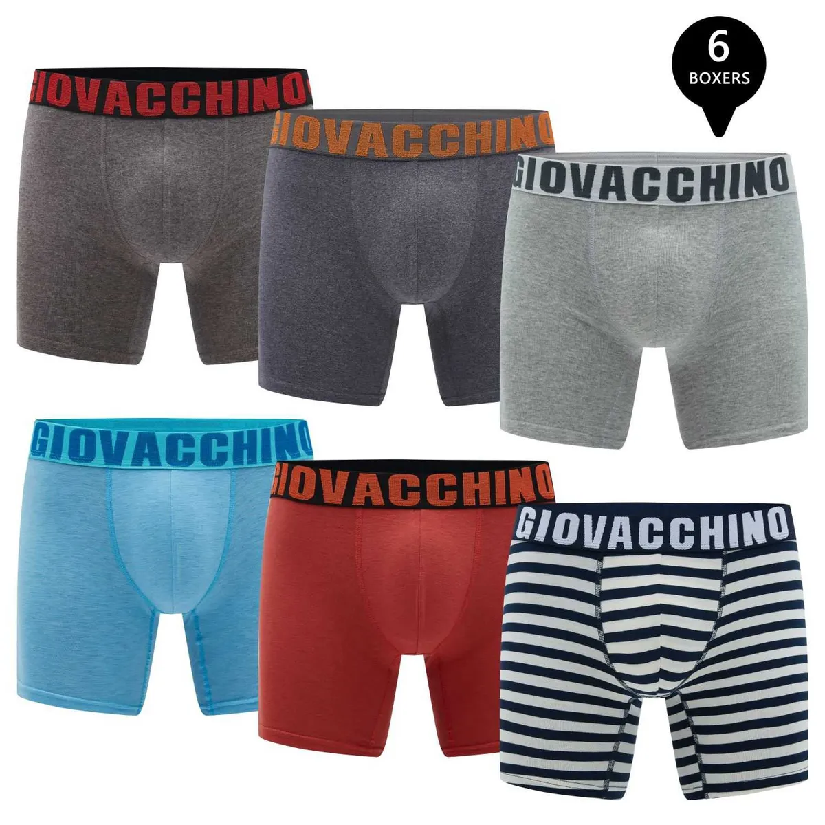 GIOVACCHINO - Pack de 6 Boxer Medio Algodon Hombre.