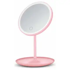 GENERICO - Espejo Redondo Para Maquillaje Luz Led Usb Rosado