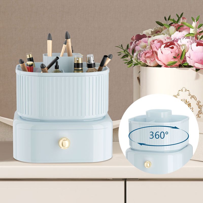 AIZO - Azul Organizador Cosmeticos 360 Cosmetiquero Maquillaje Con Cajón