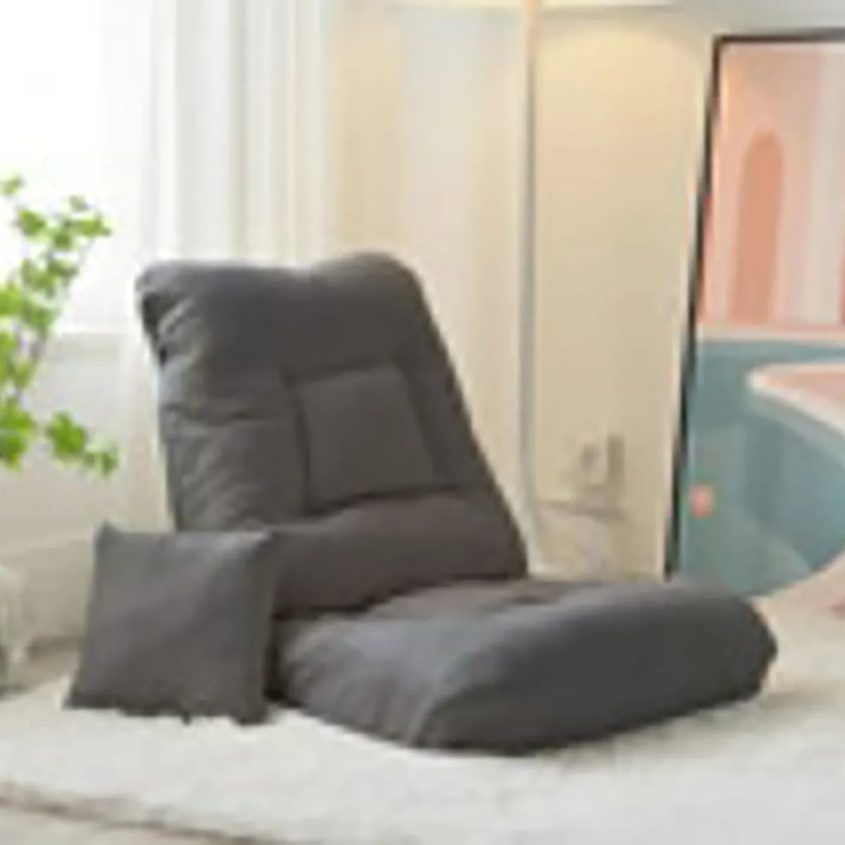 AIZO - Gris oscuro Sofá Silla Lectura Sofá Ocio Perezoso+almohada