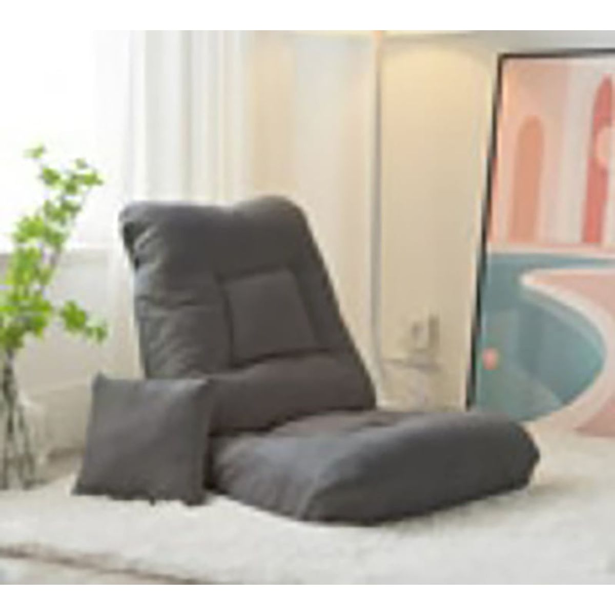 AIZO - Gris oscuro Sofá Silla Lectura Sofá Ocio Perezoso+almohada