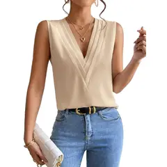 BLWOENS - Polera manga corta para mujeres - Beige
