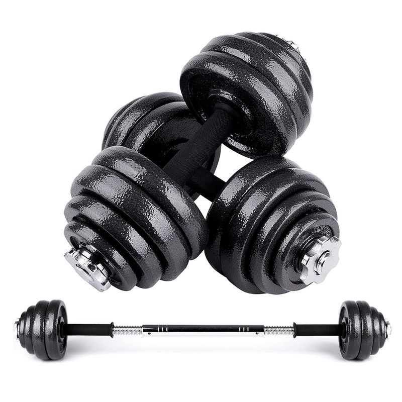 ATLETIS - Set Barra Mancuernas Atletis Metal 30Kg Negro