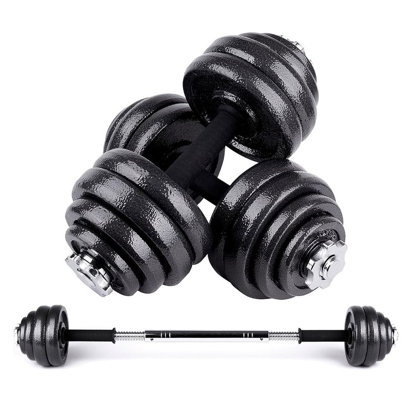 ATLETIS - Set Barra Mancuernas Atletis Metal 30Kg Negro