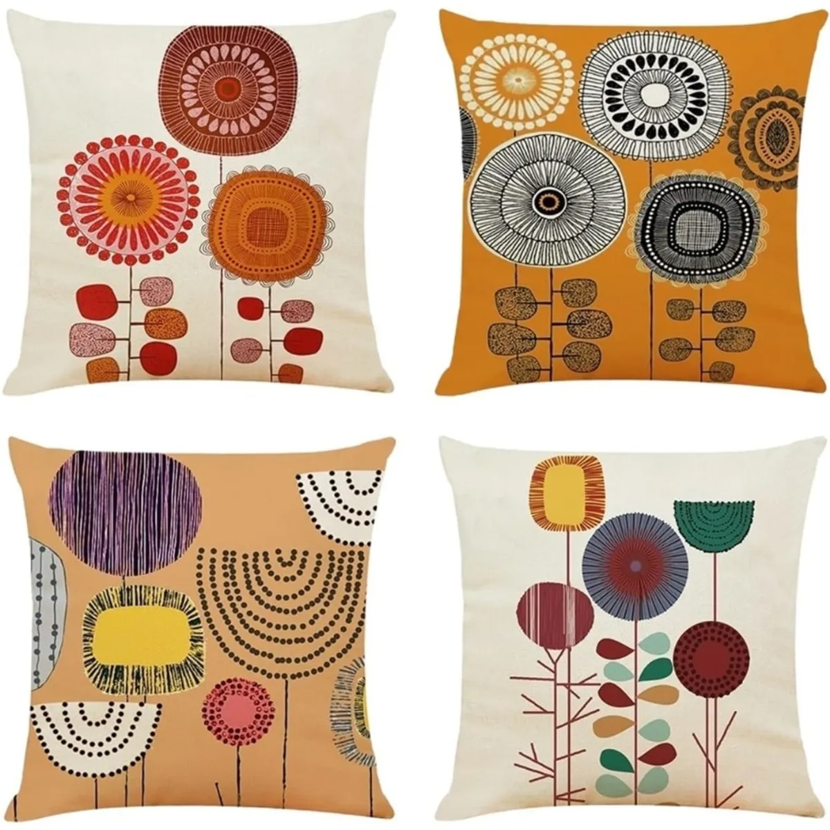 GENERICO - Pack 4 Fundas Cojín Almohada Lino Variado 45cm Hogarútil