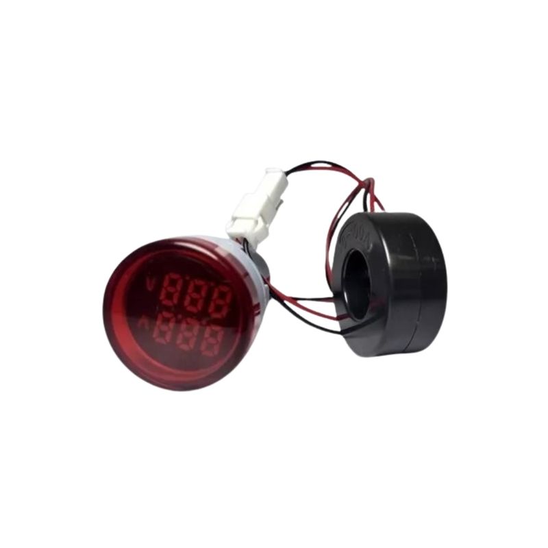 GENERICO - Pack 3 Luz Piloto Led Roja Amperimetro Voltimetro 0-100A 50-500V 22mm