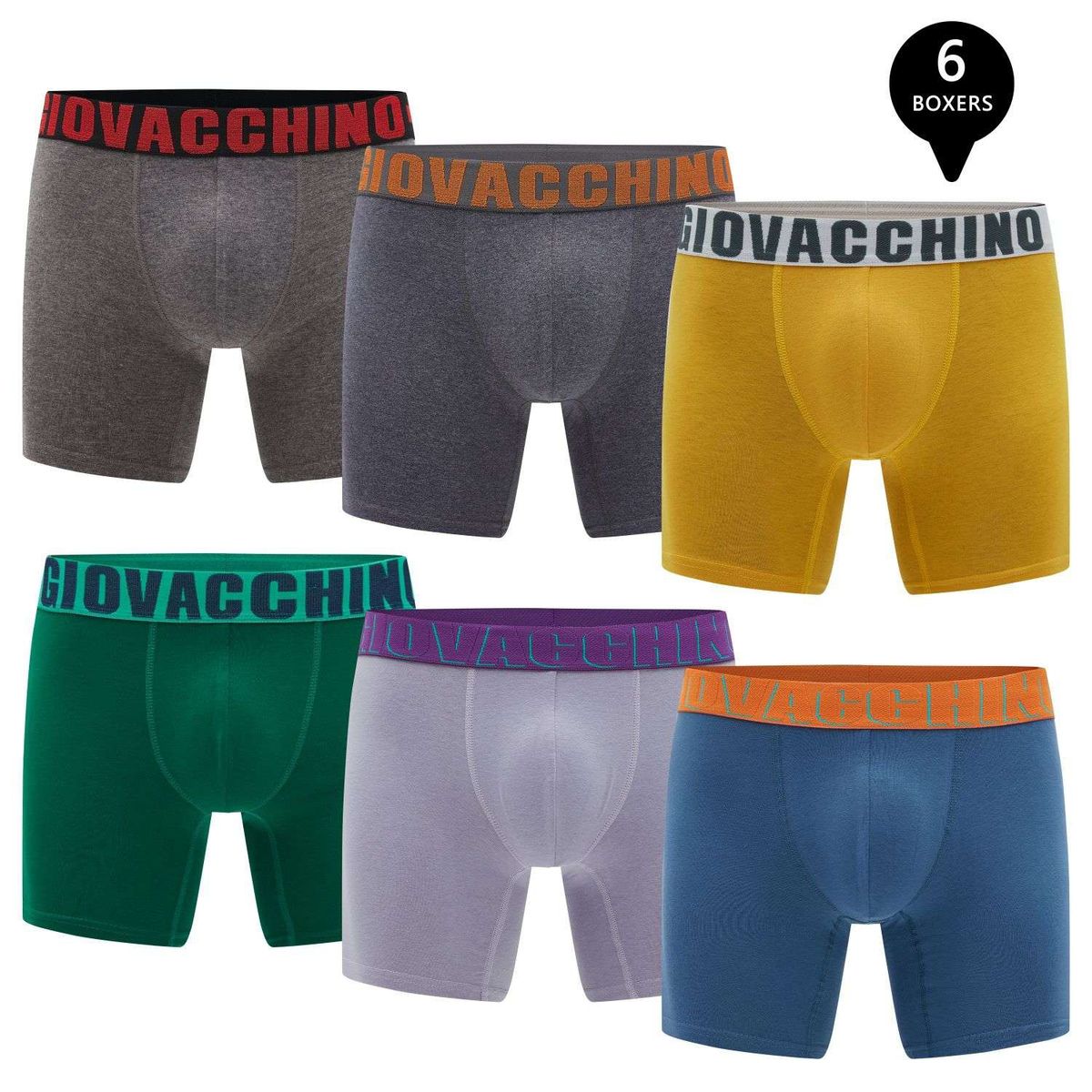 GIOVACCHINO - Pack de 6 Boxer Medio Algodon Hombre.