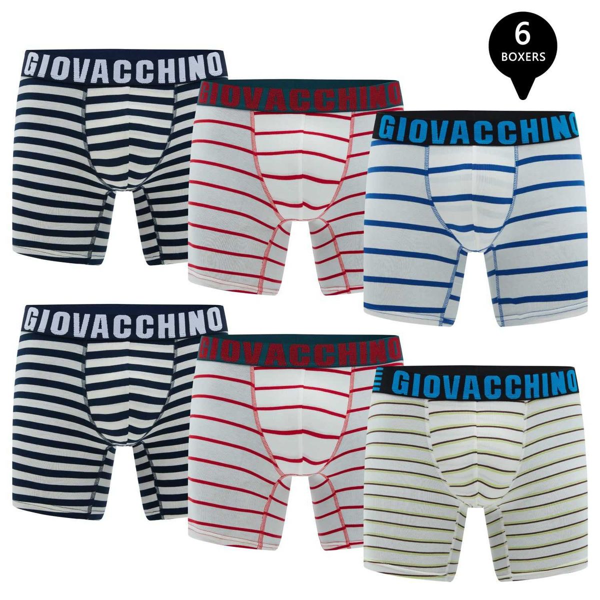 GIOVACCHINO - Pack de 6 Boxer Medio Algodon Hombre.