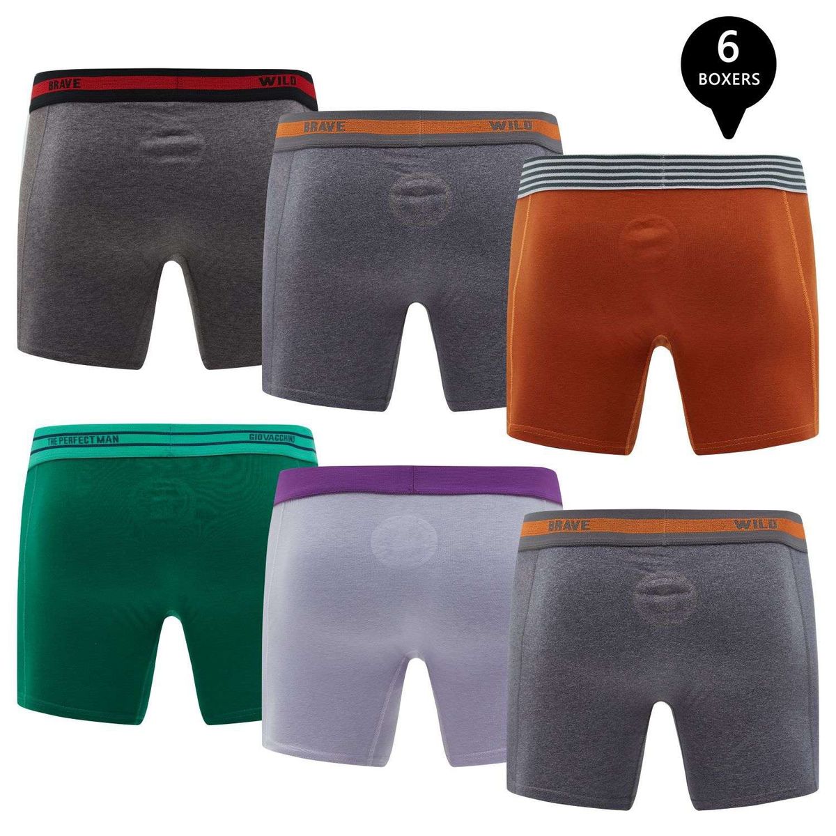 GIOVACCHINO - Pack de 6 Boxer Medio Algodon Hombre.
